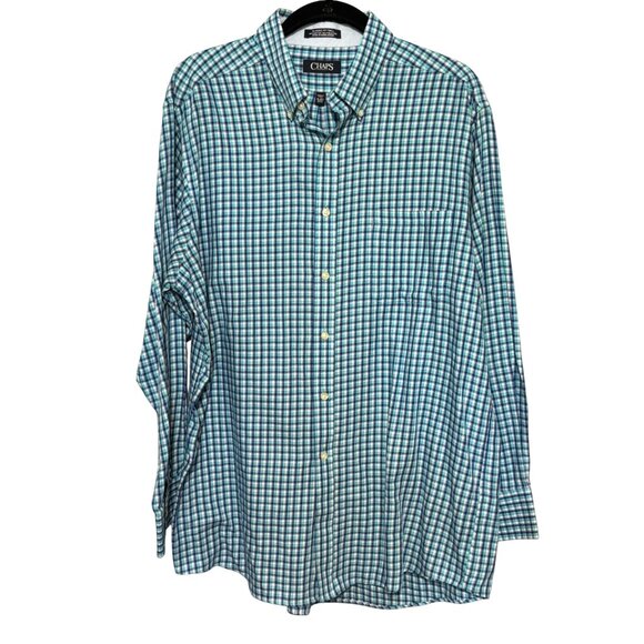 Chaps Men's Classic Fit Plaid Wrinkle-Free Button Down Shirt 16-16.5" 32/33 - Picture 1 of 6